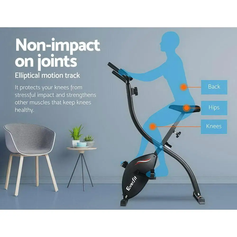 Folding Exercise Bike Magnetic Resistance Compact X Frame Design Indoor Cycling Cardio