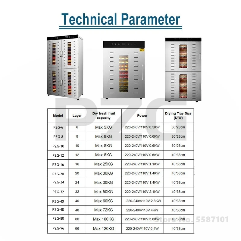 48 Trays S.S. Commercial Food Dehydrator For Fruit Vegetable Dryer Household Dried Meat Beef Jerky Drying Machine Banana Dryer 6