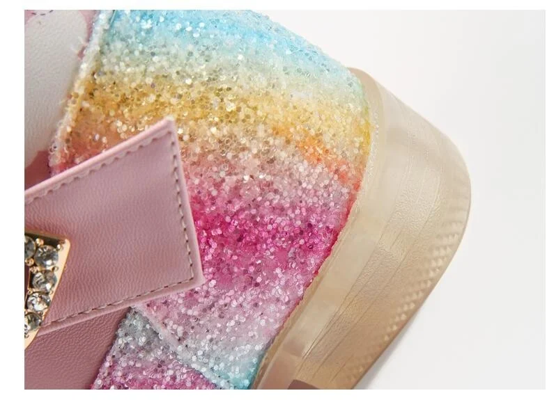 Unicorn Rainbow Sequin Glitter Boots