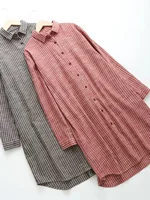 Plus Size Women Blouse Shirts 2025 New Korean Style Loose Plaid Autumn Clothes Casual Retro Stripes Single Breasted Long Sleeves - Image 5