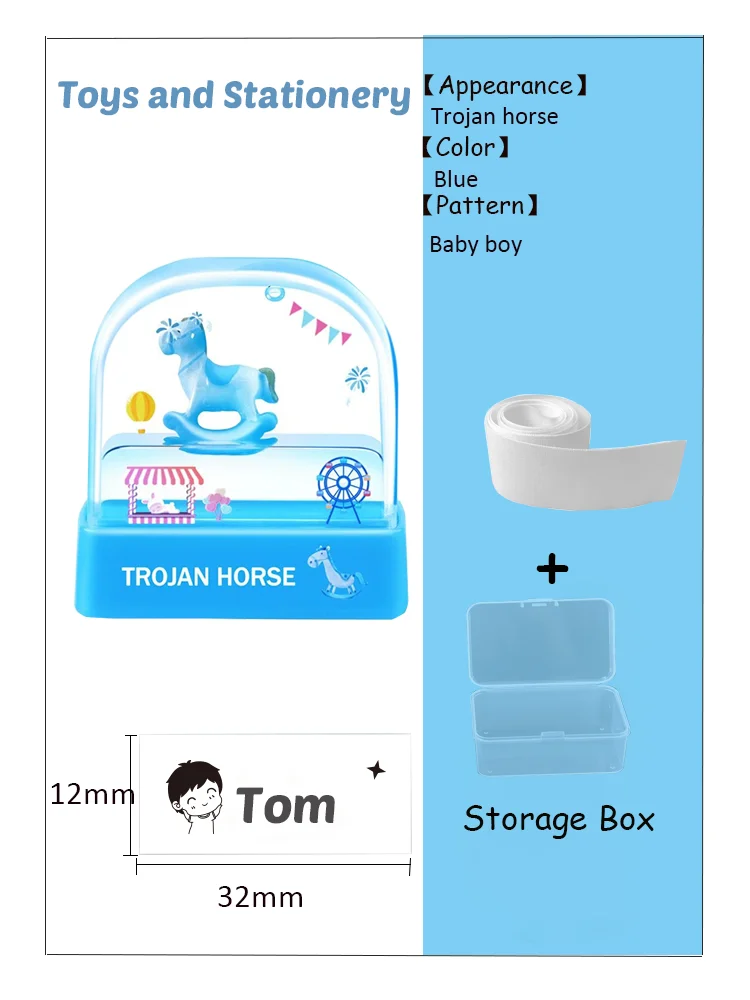 WEIYOUDP Tampon Encreur Personnalisable pour Vetement Tampon Prénom Textile  Tampon Vetement Enfant Indelebile Child Clothing Stamp (BY005-WHITE)