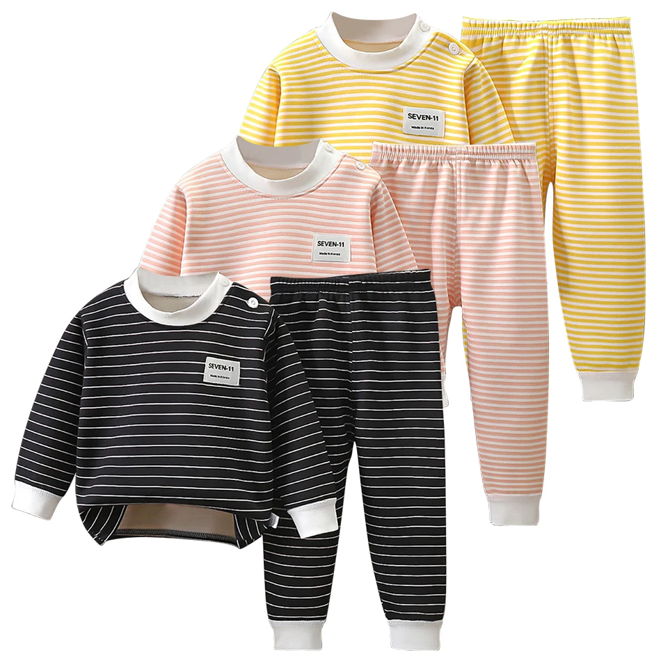 Extra warme, gemütliche Unisex-Thermo-Pyjama-Sets mit Fleece-Futter für Kinder, verdicktes, hautfreundliches Material, geeignet für Herbst- und Wintersaison