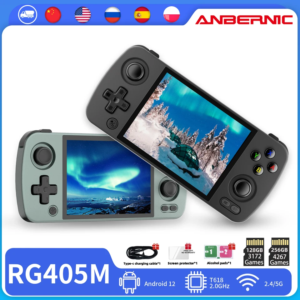 ANBERNIC RG405M Android 12 Game Console 256GB TF Card 128GB eMMC Grey