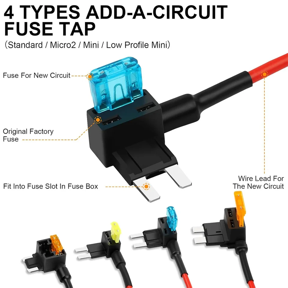 Tlily 3 Tipi Di Adattatore Per Circuito Aggiuntivo E Kit Di Fusibili - Rubinetto Fusibili Portafusibili Con Fusibile Per Automobili Camion Barche - Foto 6