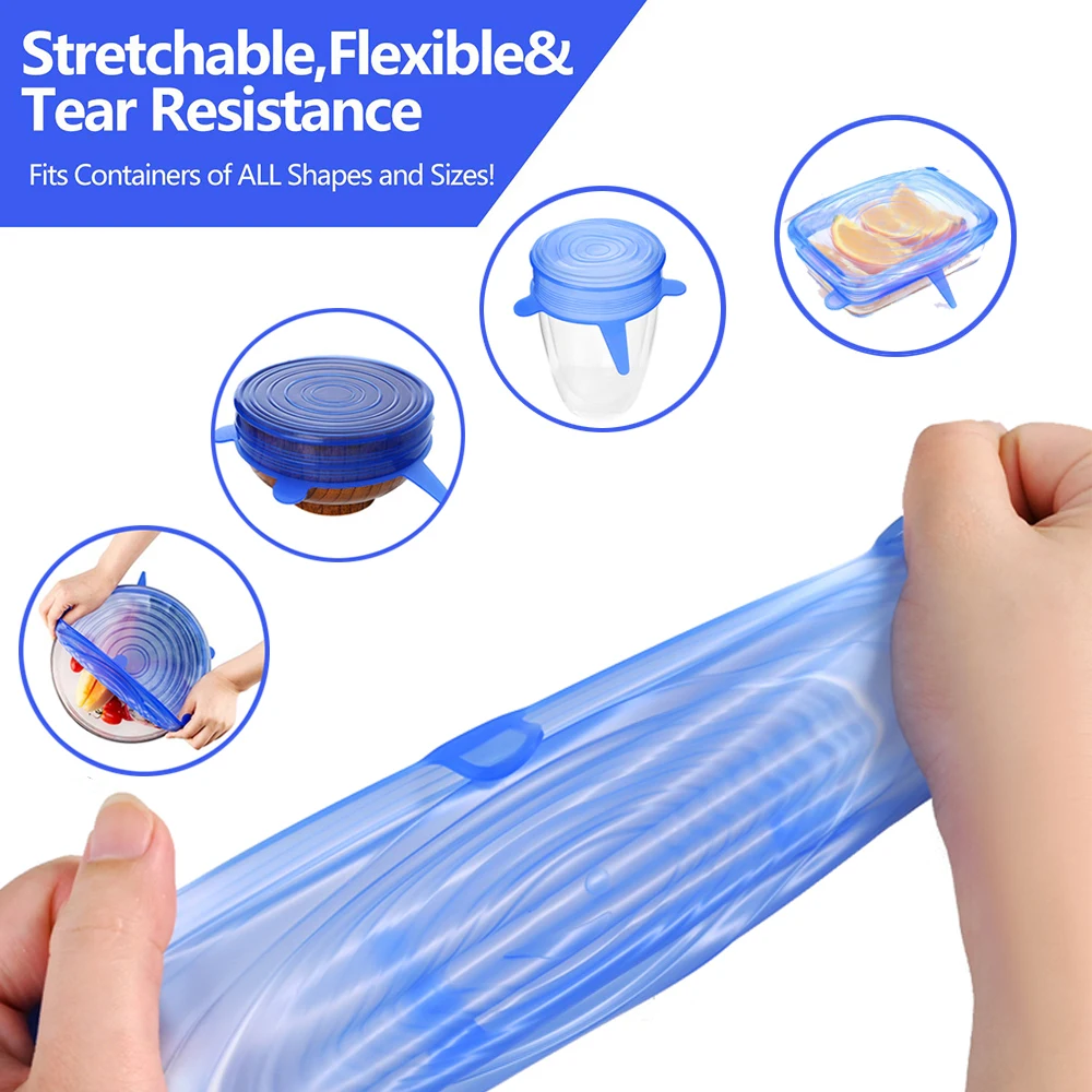 Silicone Covers Stretch Lids Reusable Airtight Food Wrap Keeping Fresh Seal Bowl Stretchy Wrap Food Storage