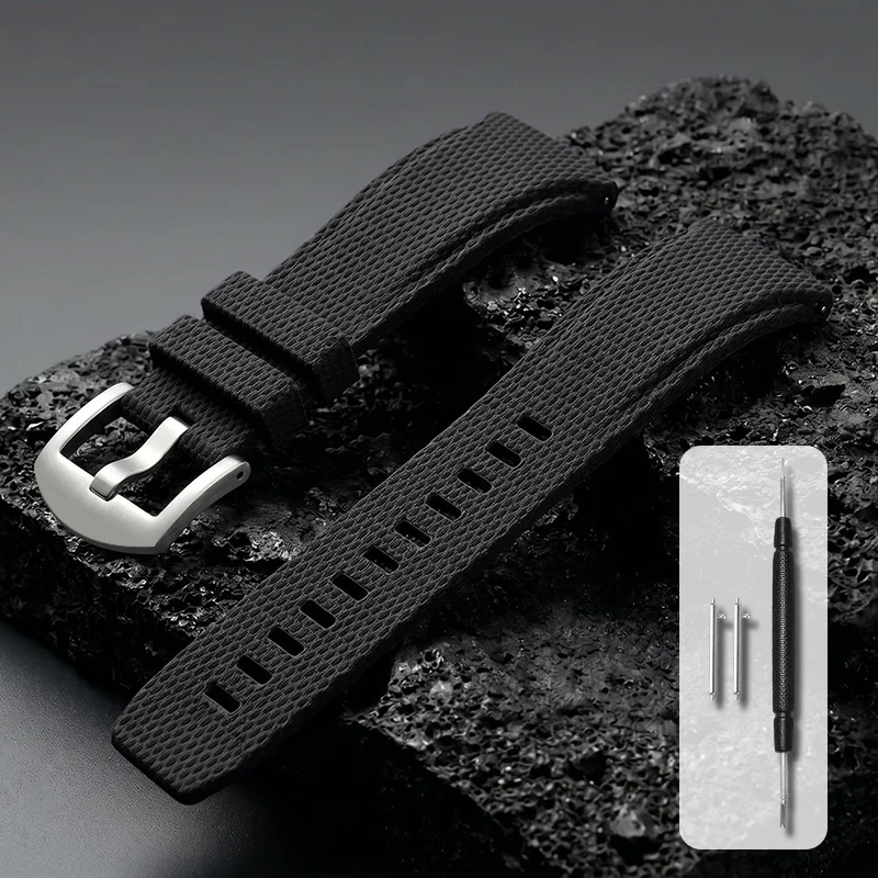 Curved Quick-Release Fluororubber Watch Strap - Adjustable Universal Replacement