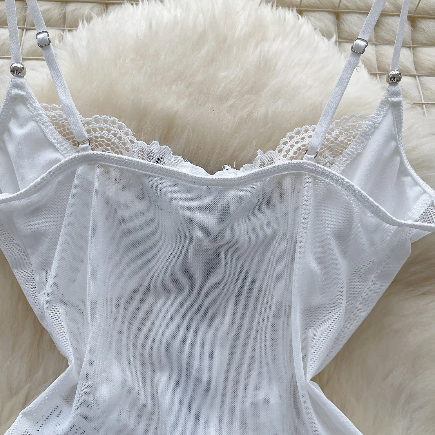 white lace-up corset full view