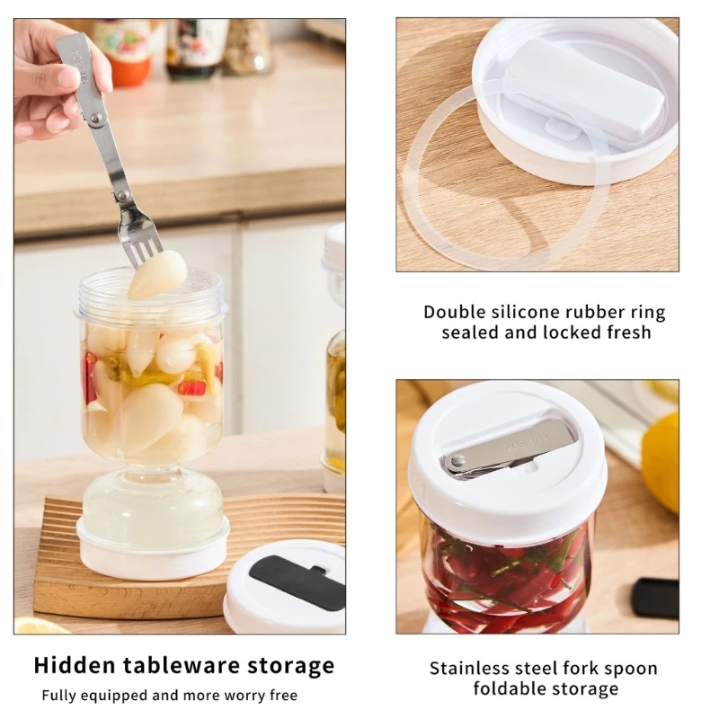 Hourglass Pickles Jar Dry and Wet Dispenser Pickles Olives Hourglass Jar Cucumber Container for Kitchen Juice Separator 2