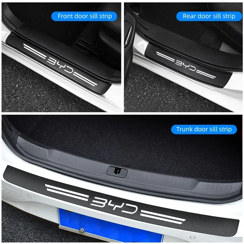 Carbon Fiber Car Door Sill Stickers Auto Door Threshold Protector Strip For BYD Seal Atto3 S2 S6 S7 Tang Accessories 3