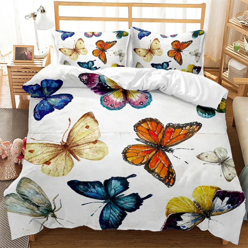 

Home Textile Luxury 3D Pretty Butterfly Print 2/3Pcs Kids Duvet Cover Pillowcase Bedding Set Single Queen and King AU/EU/US Size