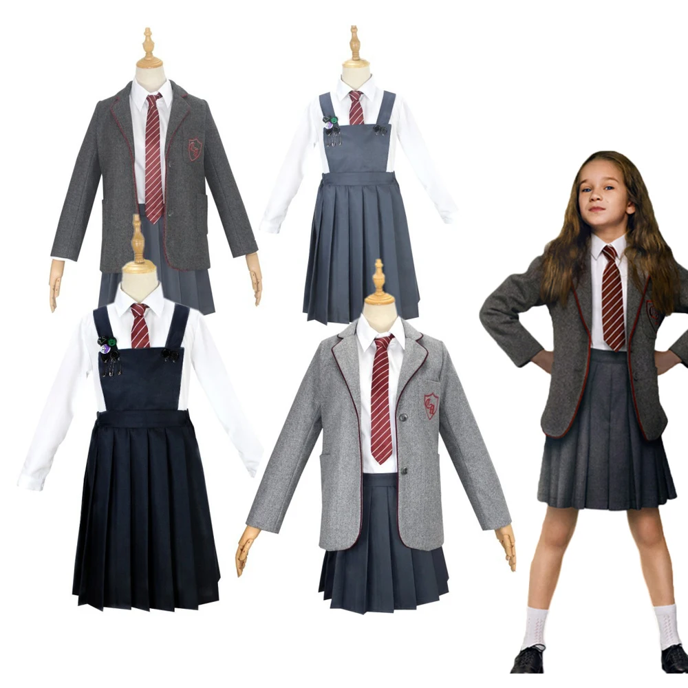 

Movie Matilda Cosplay Costumes Girls School Uniform Coat Skirt Roald Dahl's Matilda the Musical Halloween Gift Cosplay Outfits