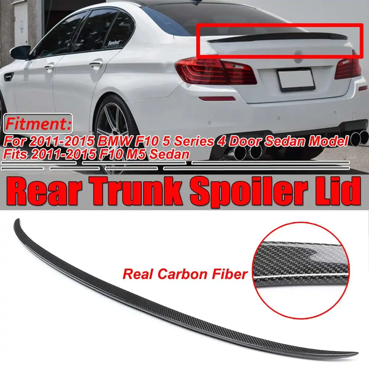 Vera Fibra Di Carbonio P/M4/Psm F10 F18 Ala Posteriore Posteriore Tronco Spoiler Ala Estensione Per Bmw F10 F18 M5 5 Serie 2011-2017 Body Kit