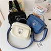 Small Women Canvas Shoulder Bags Korean Cartoon Print Fashion Mini Cloth Handbags Phone Crossbody Bag for Cute Girl Purse