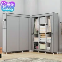 Portable Closet Large Household Multi-laye Economy Fabric Wardrobe Dustproof Rental Room Single Person Closet Clothes Organizer 1