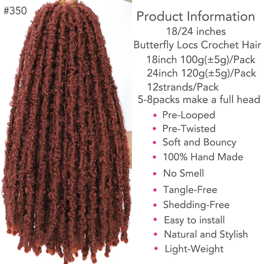 polegadas borboleta locs crochet cabelo dreadlocks meche faux locks crochê cabelo tranças extensões de cabelo fechaduras macias cabelo sintético