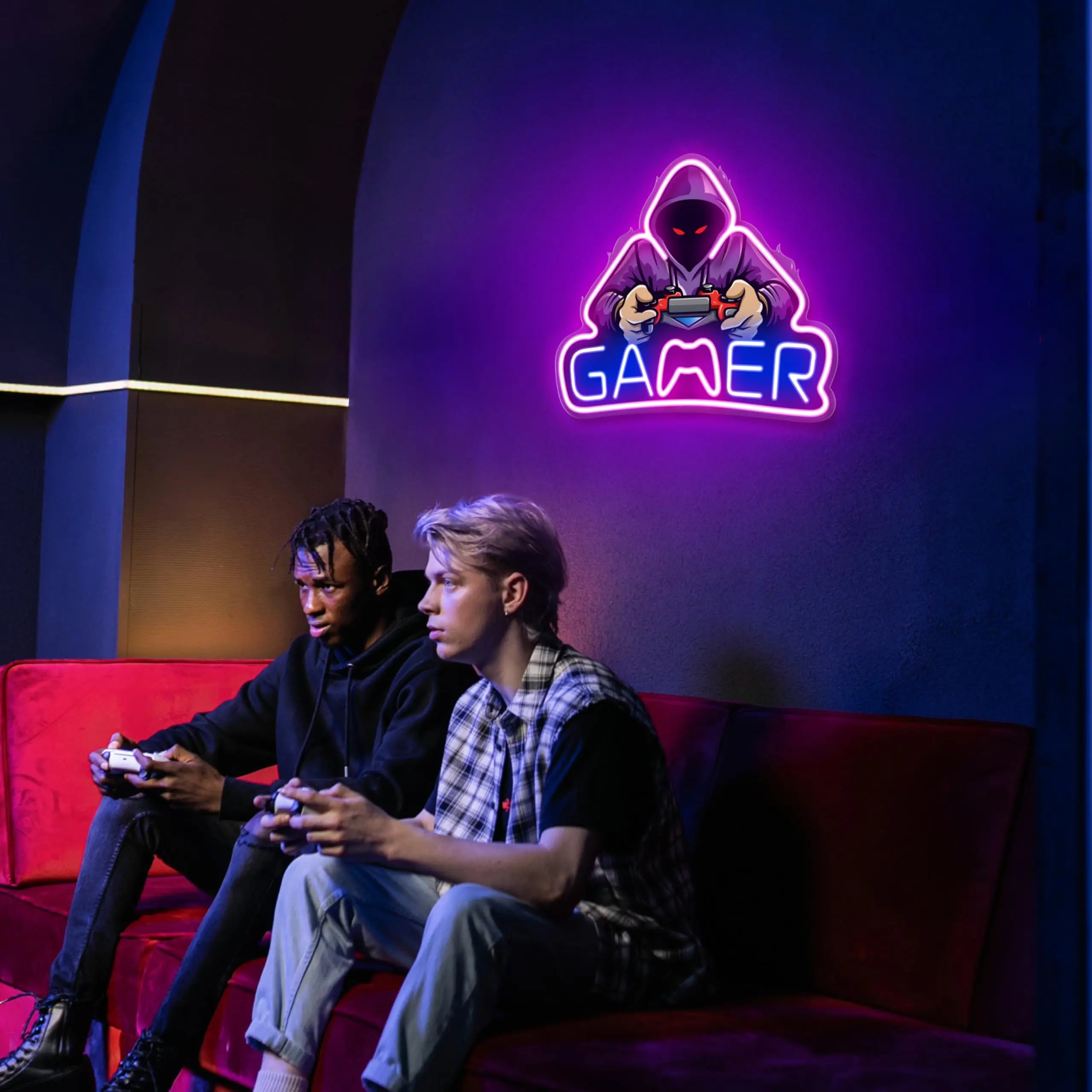 Luminaire LED Murale Panneau Néon LED GAMING ZONE - Décoration Murale USB - Pour Chambre Jeu, Adolescent - Cadeau Enseignes Lumineuses