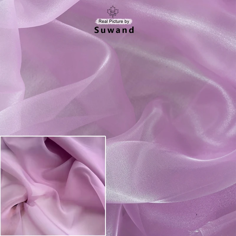 Elegant Purple Matte Organza Bridal Fabric – 150cm Wide Sheer Material for Gowns and Wedding Decor
