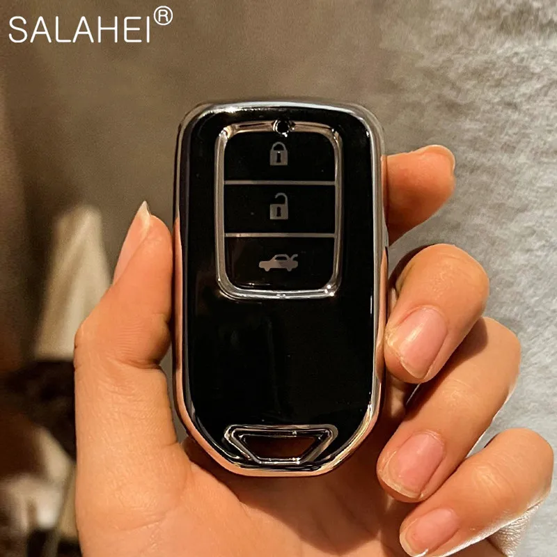 

New Fashion TPU Car Key Case Cover For Honda Crv Fit Xrv Crider Vezel Jade Spirior 9 Accord 3 Buttons Protector Auto Accessories