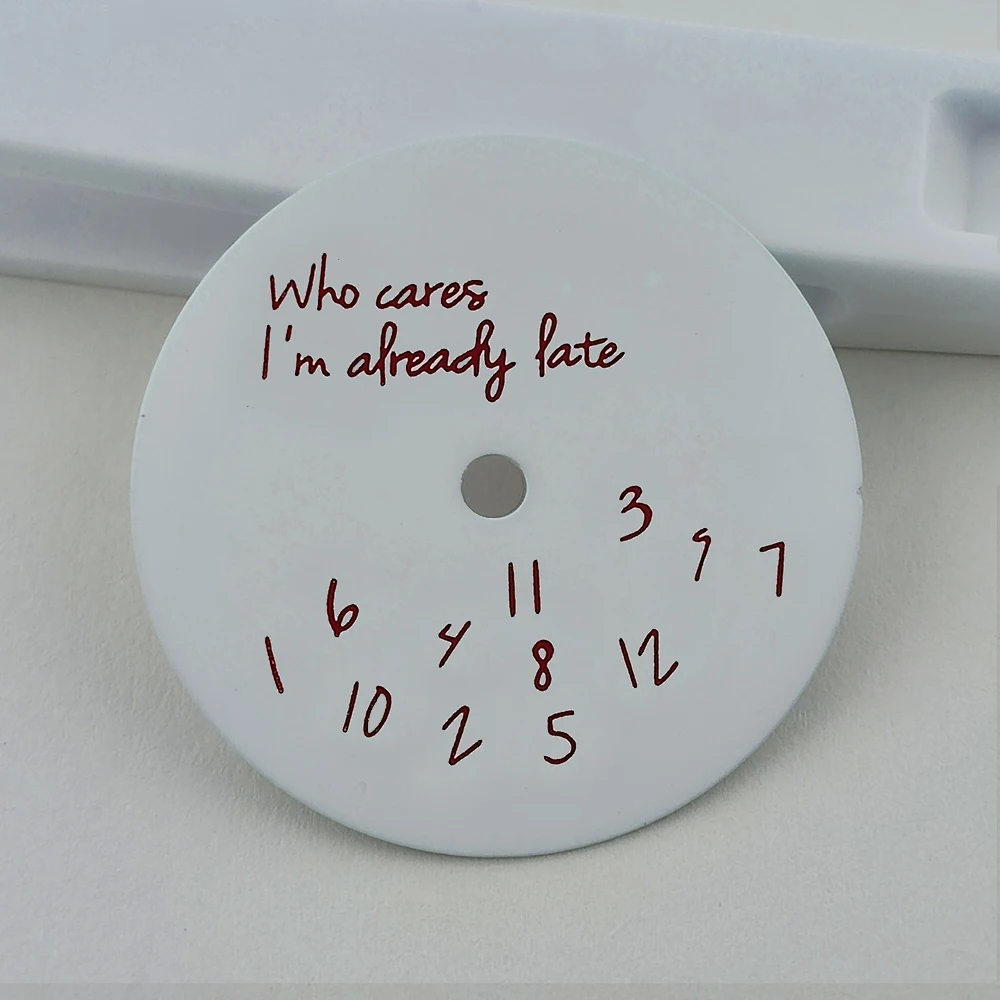 Watch Dial 28.5mm Who cares im already late Dial nh35 Sterile Watch Parts No Face Fit NH35/NH36 Movement