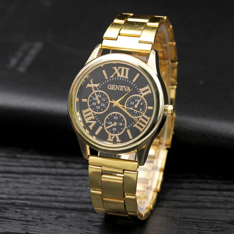 

Luxury Men Watches 3 Eyes Gold Quartz Watch Women Men Business Stainless Steel Dress Wristwatch Relogio Feminino Ladies Clock