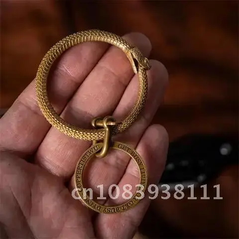 

Snake Ouroboros Key Ring Retro Brass Snake Keychain Snake Key Ring Pendant Copper Snake Car Hanging Snake Bite Ring Accessory