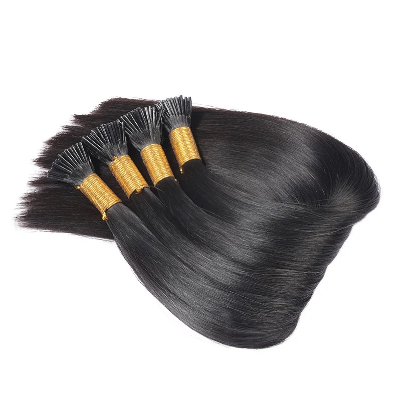 Straight Nail I Tip Double Drawn Straight Human Fusion Hair Pre Bonded Keratin Capsule Remy Human Hair Extensions 12-28inch