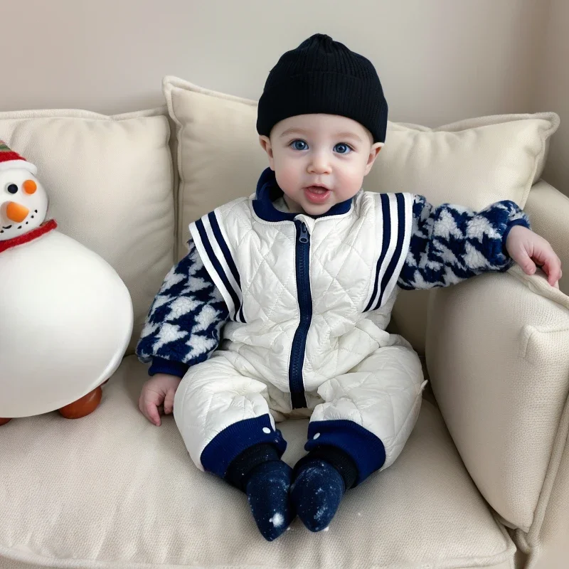 

Мягкий комбинезон для мужчин и женщин, детская верхняя одежда, Бейсбольная Футболка в клетку с бриллиантами, одежда для малышей от 0 до 12 месяцев, одежда для маленьких девочек