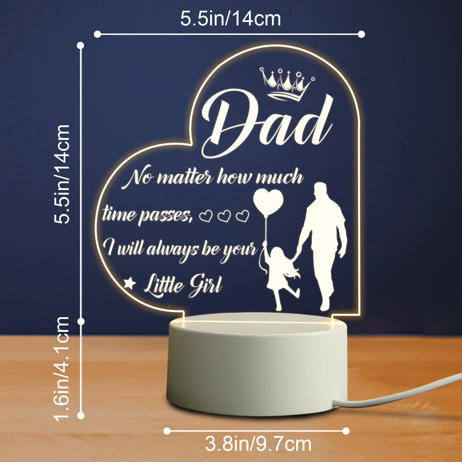 Father's Day Birthday Thanksgiving Gifts for Dad from Daughter Son Personalized Acrylic 3D LED Night Light Bedroom Decoration night lights for adults Night Lights