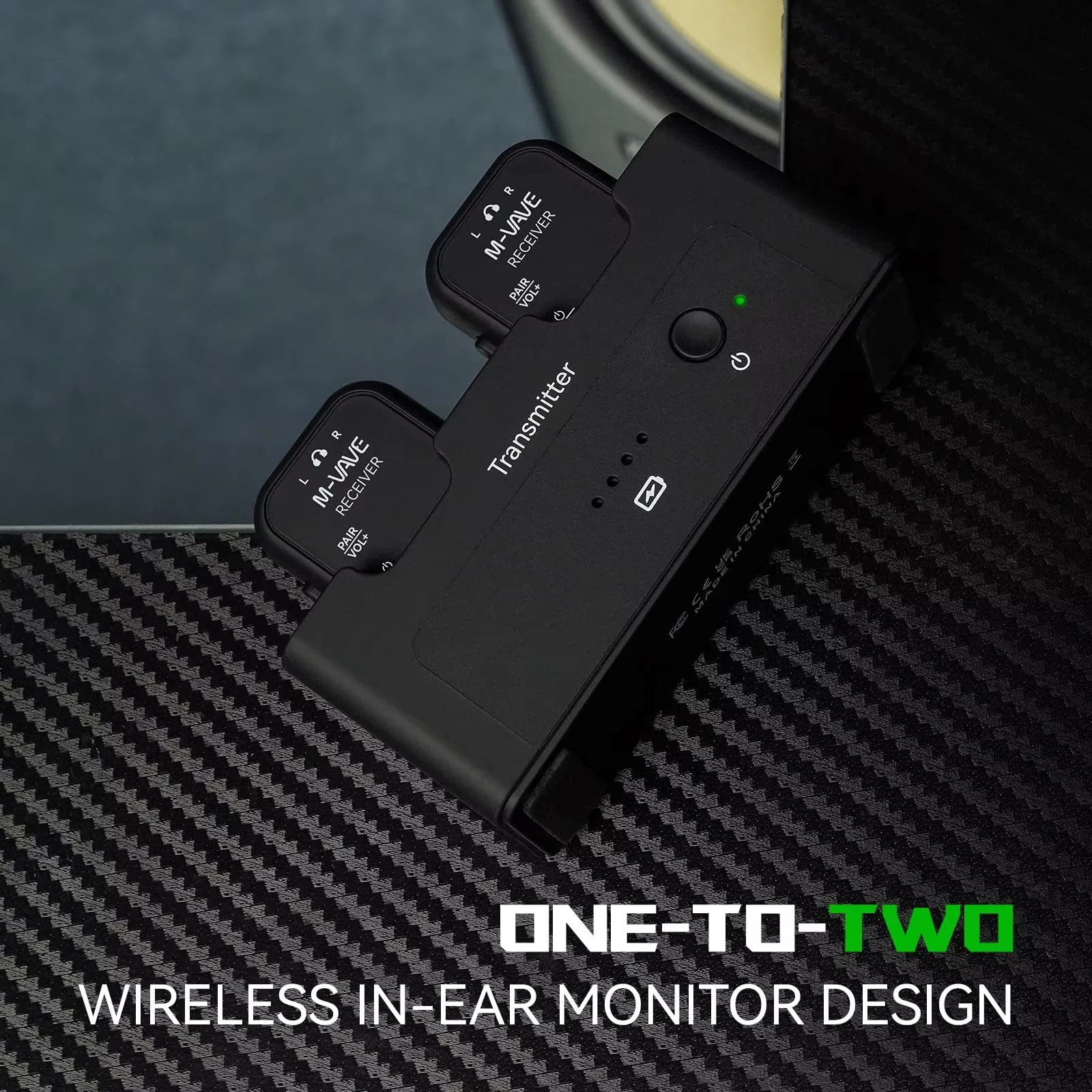 M-VAVE WP-12 2.4GHz Wireless IEM System/1 Transmitter 2 Receivers/3ms Latency/24H Playback/for Live Sound Monitoring Musicians