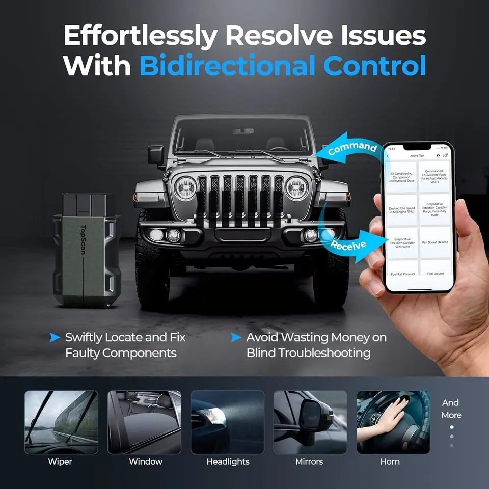 TOPDON TopScan Lite Scanner Smart Diagnostic Tool DTC Repair Guide Bluetooth OBD2 code reader Full System Active Test 5