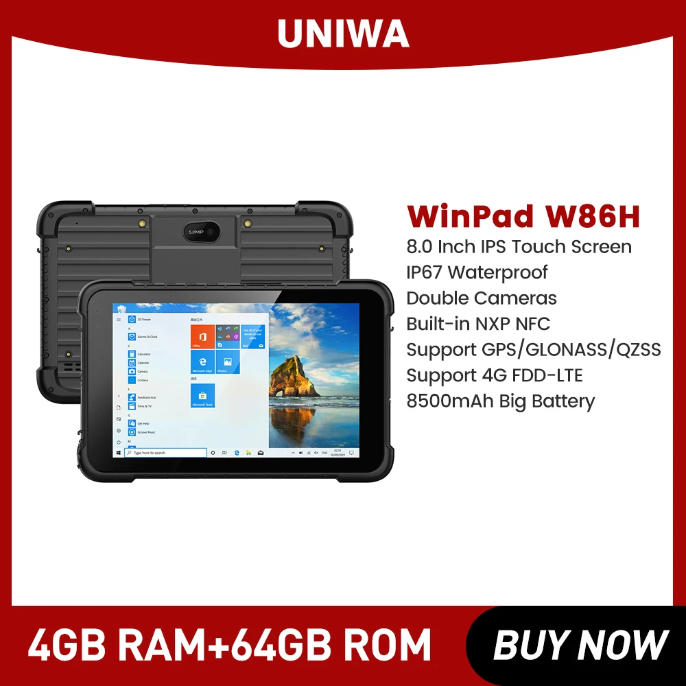 

Uniwa Winpad W86H Rugged Waterproof Tablet 8.0Inch HD 4GB+64GB Android 5.1 Tablets 8500mAh Battery Rear Camera 5MP Mobile Phones
