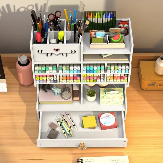 Asztali Toll Tartó Tárolódoboz Diy Multifunkcionális Osztályozás Iskola Irodai Jelölő Levélpapírkészletek - Image 3