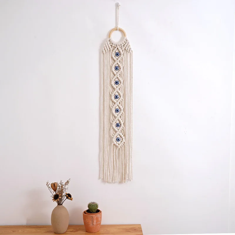 Macrame Wall Hanging with Lucky Eye Turkish Evil Eye Cotton Woven Tapestry for Home Decor Bedroom Decoration Housewarming Gift 6
