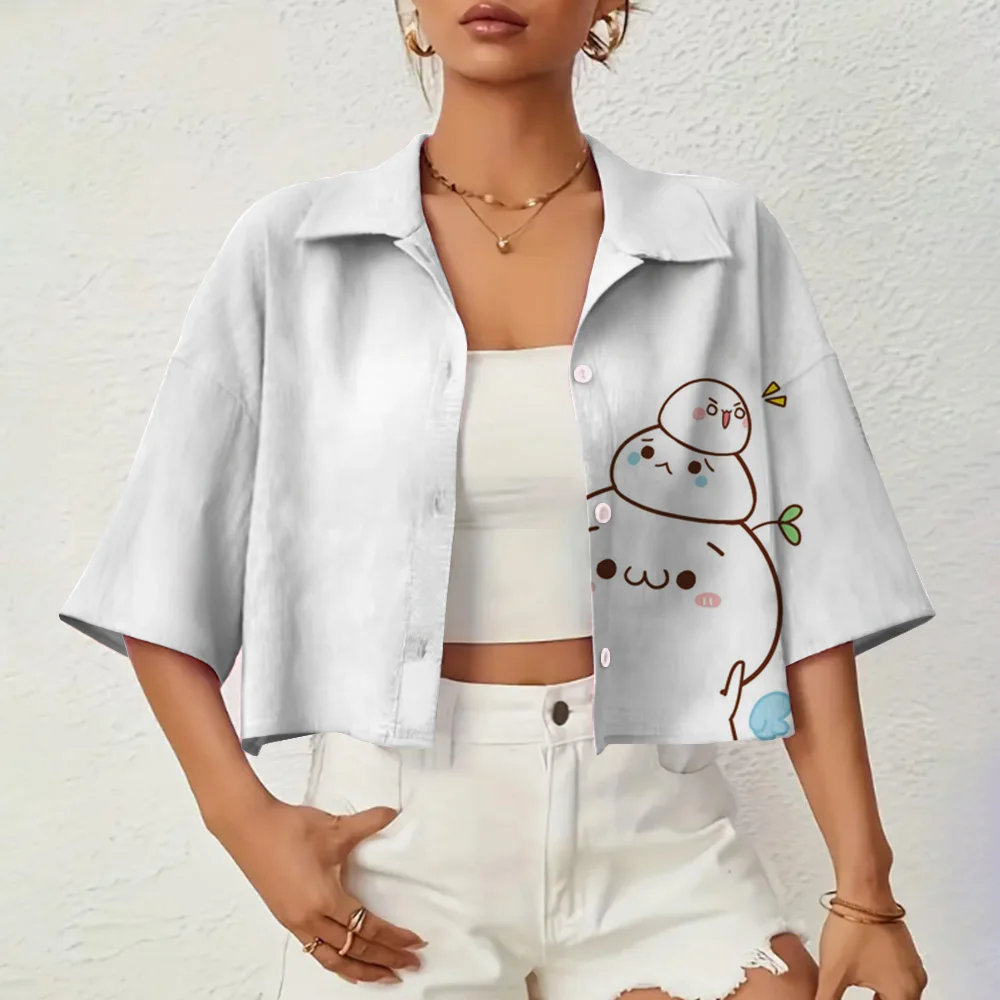 

Летняя Новинка 2024, Модная элегантная рубашка с лацканами, повседневная комфортная Высококачественная женская рубашка, свободная короткая рубашка с 3D-принтом