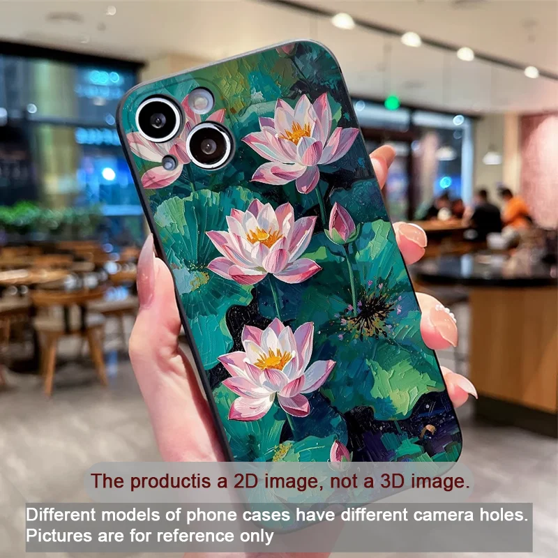 Vintage Pink Lotus Flower Printed Matte Soft Phone Case