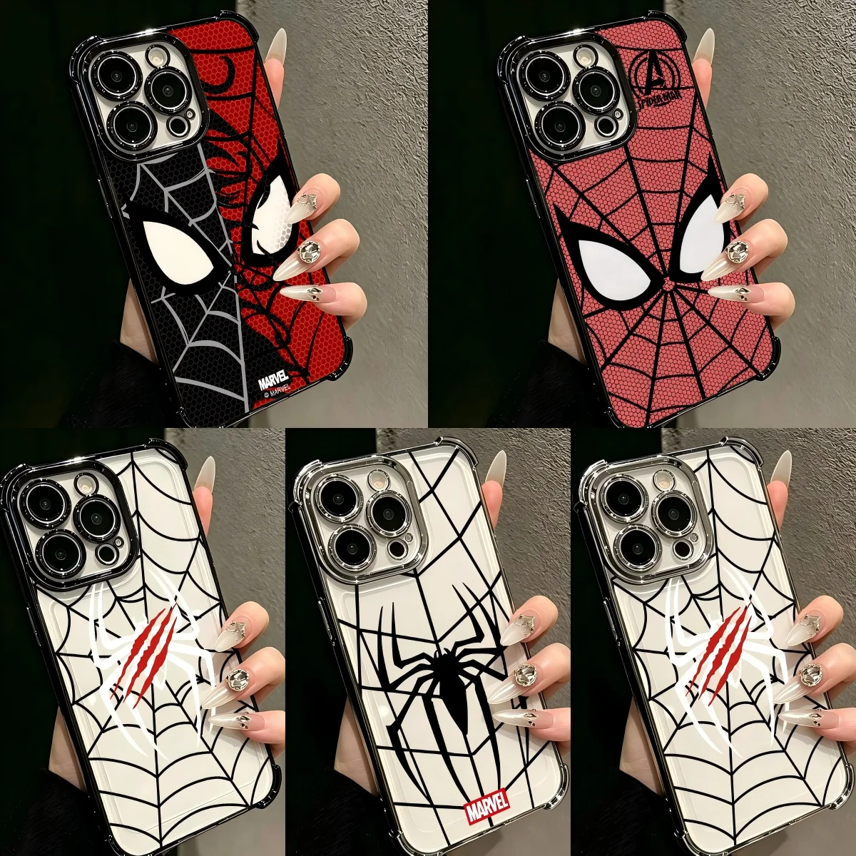 Spider-Themed Plating Phone Case with Airbag Anti-Fall Protection