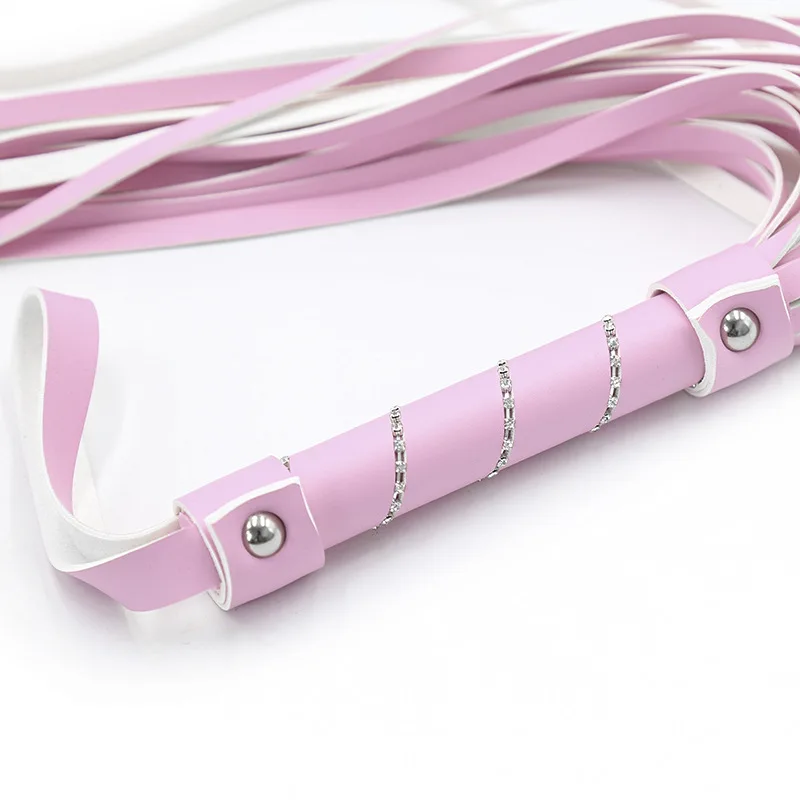 63.5cm Diamond Inlaid Handle Leather Tassels Long Horse Whip Riding Crop Flogger Paddle Slapper Horse Training Dressage Whips 5