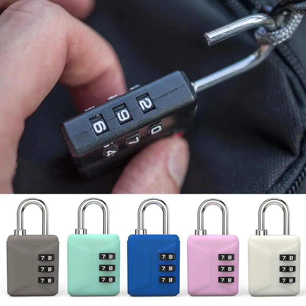 Portable 3 Dial Digit Travel Password Lock Backpack Zipper Lock Dormitory Cabinet  Lock Luggage Padlock