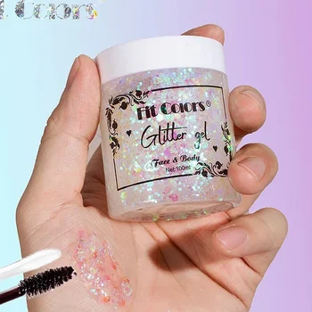 Heallor 100ml Glitter Gel Eye Shadow Liquid Face Body Large Sequin Gel Multifunctional Colorful Loose Sequins Cream Party Decora