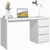 White Desk with Drawers, 47'' W Home Office Computer Desk Gaming Table, Modern Vanity Desk with Storage, Wood Writing Workstati 1