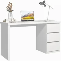 White Desk with Drawers, 47'' W Home Office Computer Desk Gaming Table, Modern Vanity Desk with Storage, Wood Writing Workstati 1