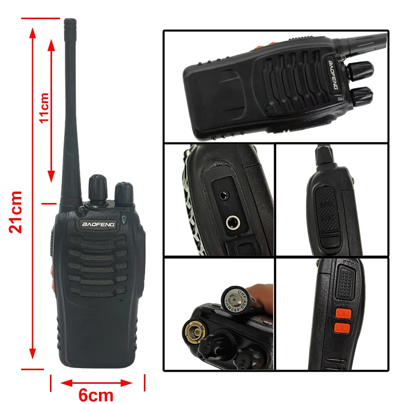 6PCS Baofeng BF-888S Walkie Talkie 16CH VOX UHF 400-470MHz Portable Amateur Two Way Radios For Hunting With 888S Six Way Charger 5