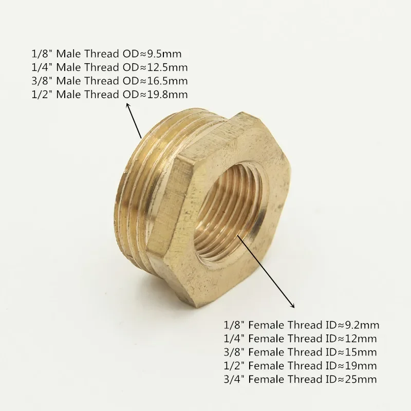 Hose Pipe Fitting Pipe Fitting Water Pipe Fitting Brass Hex Bushing Reducer 1/8 1/4 3/8 1/2 3/4 Threaded