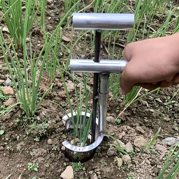Attrezzo da Giardino in Acciaio Inox per Trapianto, Piantatore Manuale in Metallo Resistente per Alberi da Frutto, Fiori e Piantine di Verdure