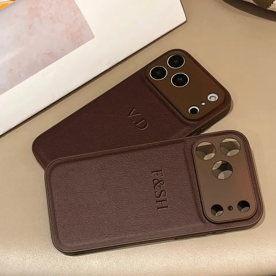 Personalisierte Luxus-Handyhülle aus Kunstleder mit 3D-Namensgravur zum Selbermachen für iPhone 17, 16, 15, 14, 13 Pro Max Plus_voghion.com