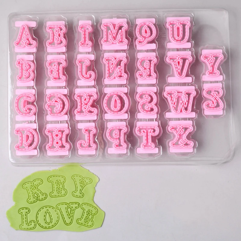 26pcs/set Baking Pastry Mold Alphabet Fondant Cookie Cutter Embossing