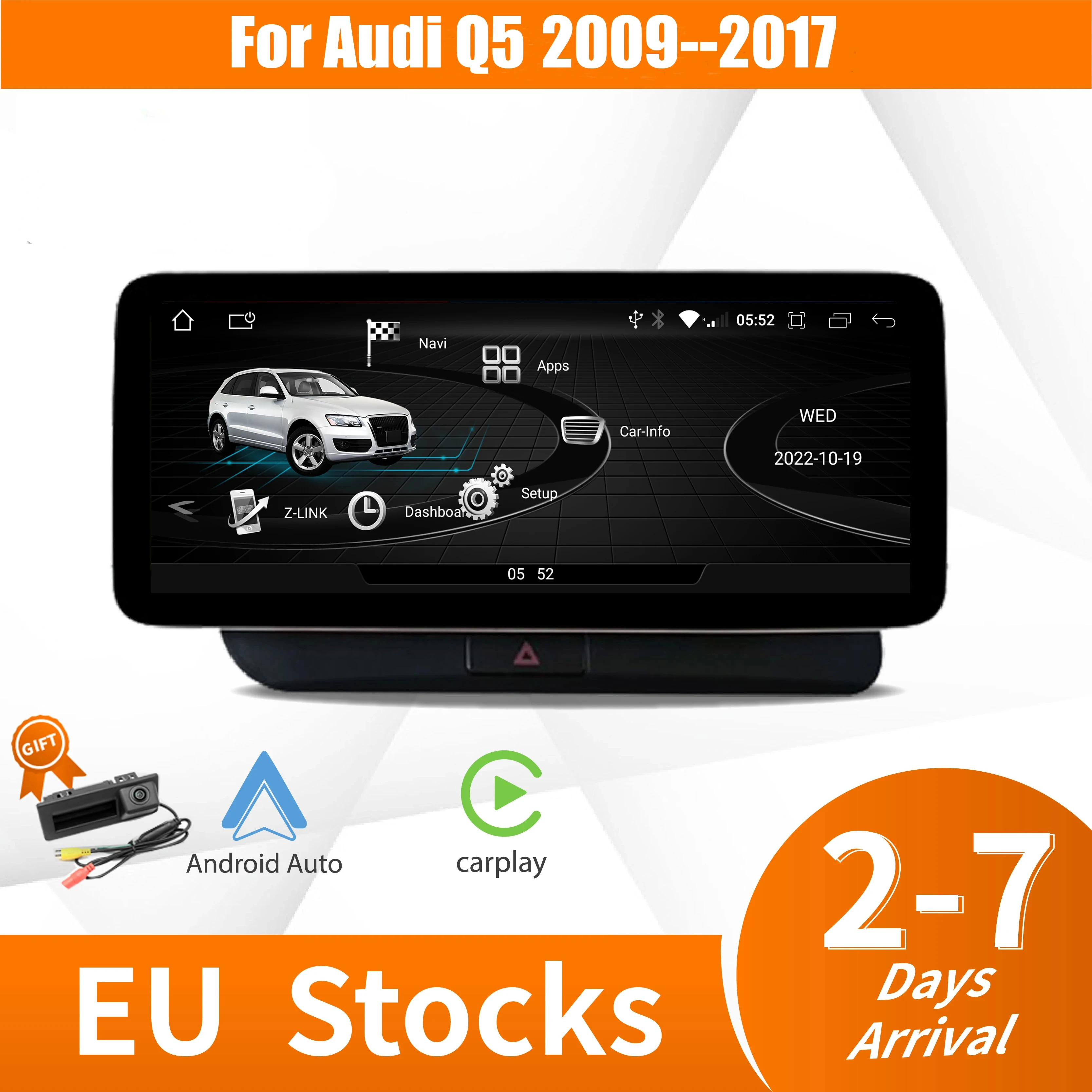 

Автомобильный радиоприемник Carplay, Android 13, экран дисплея, монитор для Audi Q5 2009-2016, Wi-Fi, 4G, GPS, навигация, Android, автомобильная задняя камера AHD