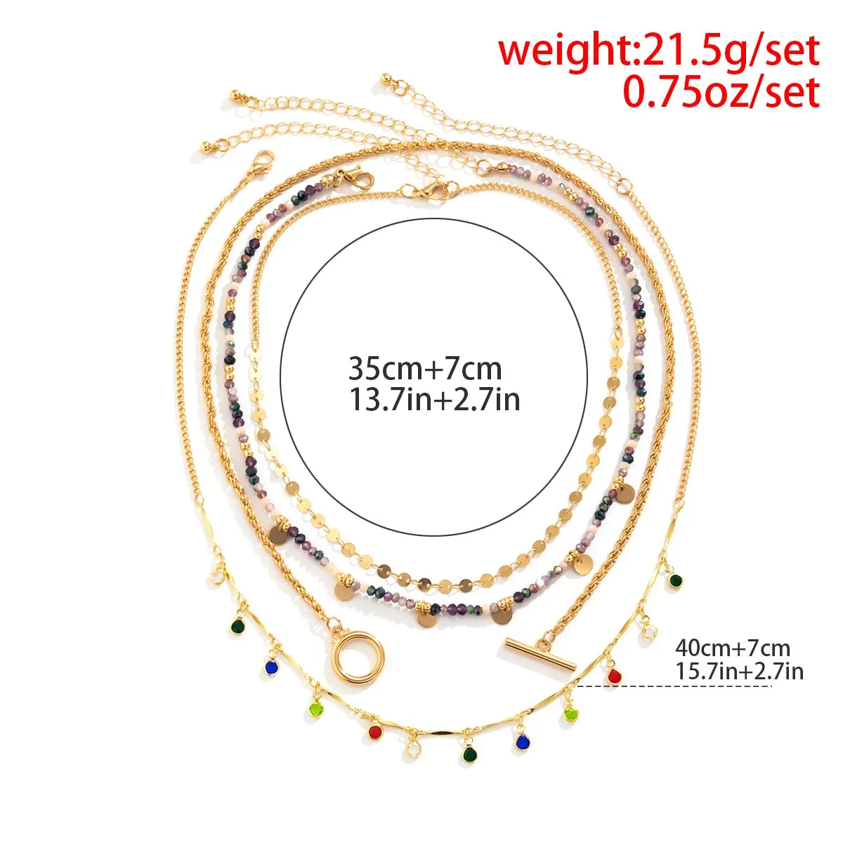 Sf91791cbe98c4fb1878bdd2dc246d64di 4Pcs/Set Boho Colorful Crystal Sequin Tassel Pendant Choker Necklace for Women Trendy Summer Vintage OT Buckle Chain Y2K Jewelry Mallzona