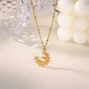 Collier géométrique en acier inoxydable pour femmes, pendentif tournesol, chaîne de clavicule, accessoires de bijoux esthétiques