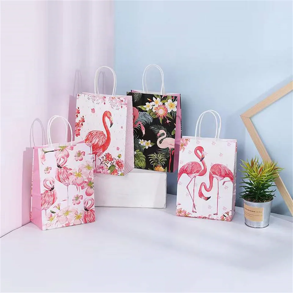 4Pcs Unicorn Paper Gift Bag Flamingo Mermaid Paper Bag Wedding